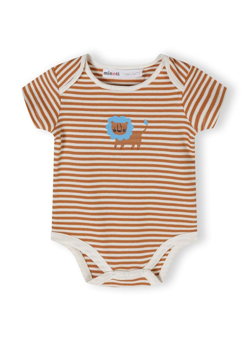 MINOTI Boys short sleeve bodysuits press-stud beige - Image 4